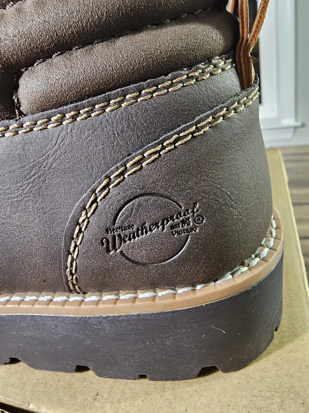 Weatherproof Men’s Dark Brown Leather Chukka Boots with Tan Pull Tabs